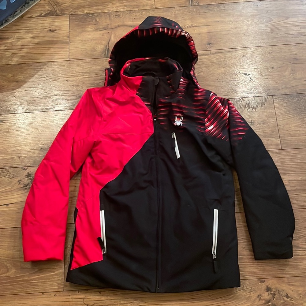 Boys spider winter jacket midweight warm cinch snap inside jacket